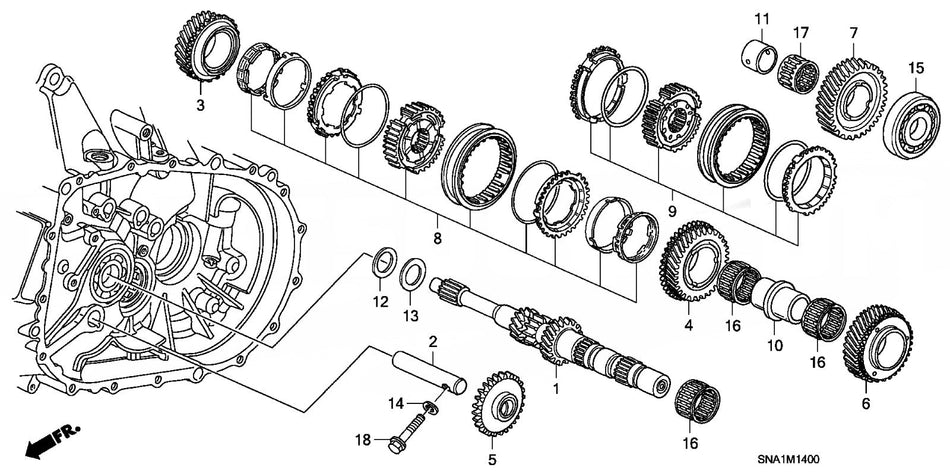 Genuine Honda Parts Shaft, Reverse Gear Honda - Civic Type R FD2R 23261-PPP-000 - RZCrewGarage