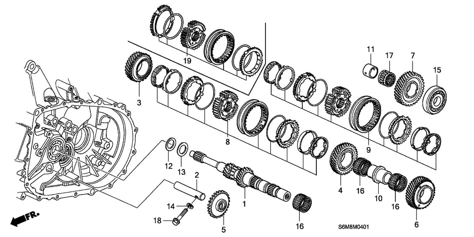 Genuine Honda Parts Mainshaft Comp. Honda - Integra type R DC5R 23210-PNS-010 - RZCrewGarage