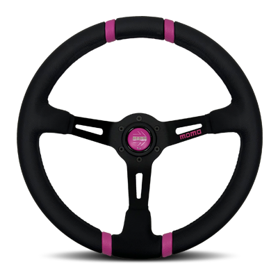 Momo - Drift Pink Ribbon Steering Wheels - 3 Spokes Leather - 350mm-AL-04 - RZCrewGarage