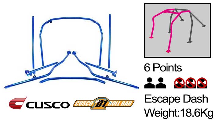 Cusco - D1 - 6 Points Roll Cage ( 2 passengers Escape Dash) - Honda - Civic EK Hatchback - 313 261 E