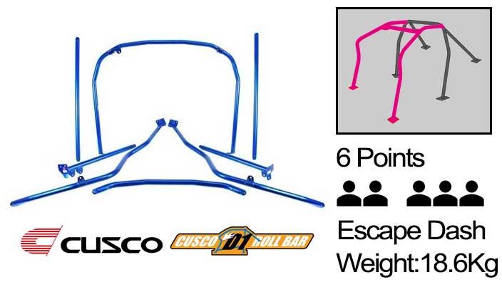 Cusco - D1 - 6 Points Roll Cage ( 5 Passengers Escape Dash) - Honda - Civic EF Hatchback - 307 261 B