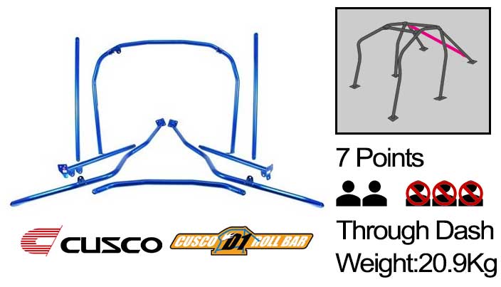 Cusco - D1 - 7 Points Roll Cage ( 2 passengers Through Dash) - Honda - Civic EG Hatchback - 315 265 F
