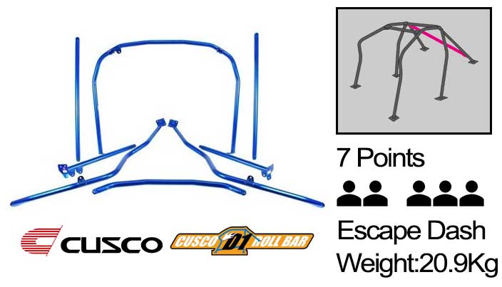 Cusco - D1 - 7 Points Roll Cage ( 5 Passengers Escape Dash) - Honda - Fit-Jazz GE6/GE7/GE8/GE9 - 386 261 L