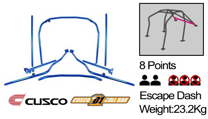 Cusco - D1 - 8 Points Roll Cage ( 2 Passengers Escape Dash) - Honda - Fit-Jazz GE6/GE7/GE8/GE9 - 386 261 G