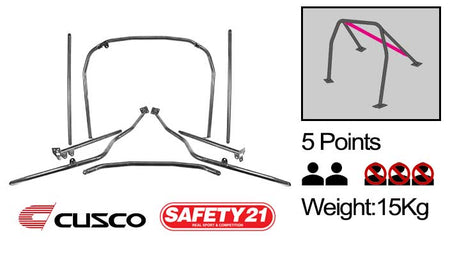 Cusco - Safety 21 - 5 Points Roll Cage ( 2 passengers ) - Honda - Civic EK Hatchback - 312 270 D20