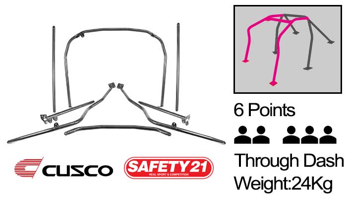 Cusco - Safety 21 - 6 Points Roll Cage ( 4 passengers Through Dash) - Honda - Civic EG Hatchback - 315 290 E20