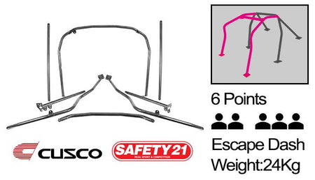 Cusco - Safety 21 - 6 Points Roll Cage ( 5 Passengers Escape Dash) - Honda - Civic EF Hatchback - 307 270 B20