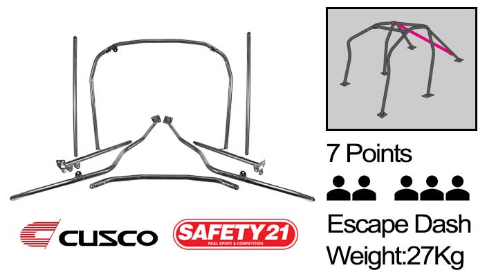 Cusco - Safety 21 - 7 Points Roll Cage ( 5 Passengers Escape Dash) - Honda - Fit-Jazz GE6/GE7/GE8/GE9 - 386 270  L20