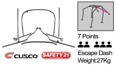 Cusco - Safety 21 - 7 Points Roll Cage ( 5 Passengers Escape Dash) - Honda - Fit-Jazz GK5 - 3A2 270 L20