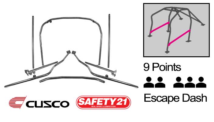 Cusco - Safety 21 - 9 Points Roll Cage ( 5 Passengers Escape Dash) - Honda - Fit-Jazz GK5 - 3A2 270 WB9