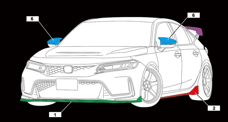 Aimgain - Perfect Body kit (7 pieces) Carbon - Honda - Civic Type R FL5 -  - Rzcrew Garage