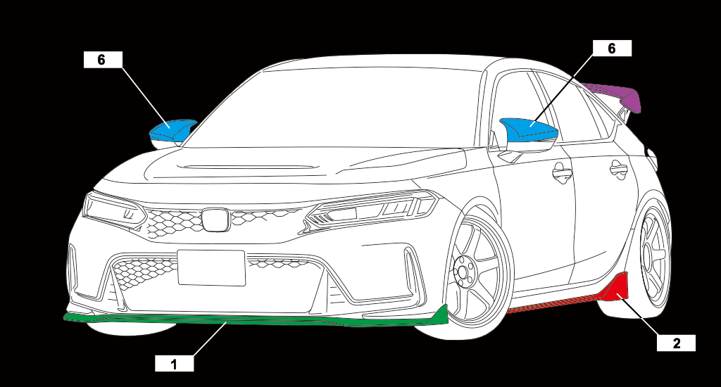 Aimgain - Perfect Body kit (3 pieces) Carbon - Honda - Civic Type R FL5 -  - Rzcrew Garage