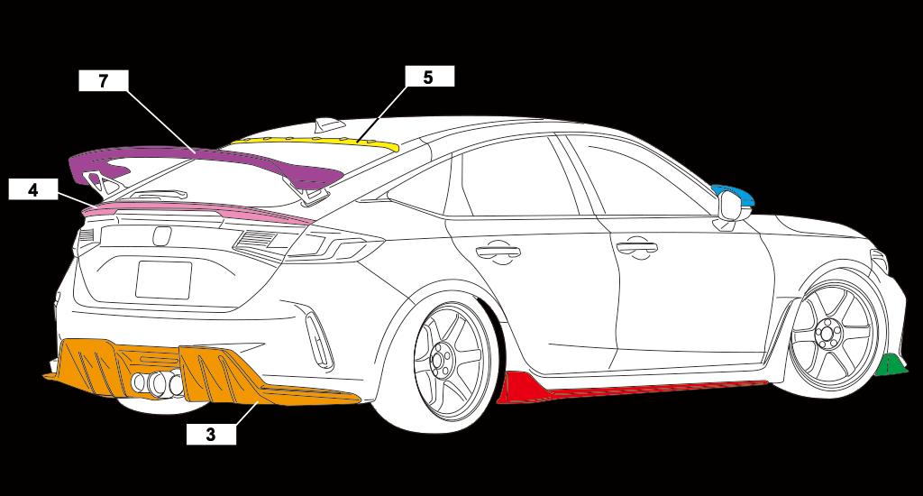 Aimgain - Perfect Body kit (3 pieces) Carbon - Honda - Civic Type R FL5 -  - Rzcrew Garage