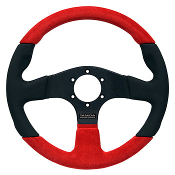 Juran - Racing 330Rosso Steering Wheels - 3 Spokes Leather 330mm - FLAT Dish - 363954 - RZCrewGarage