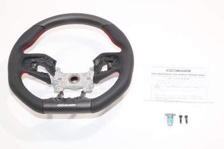 Mugen - Sport Steering Wheels - 3 Spokes Leather - Honda Civic Type R FK8-78501-XNCF-K0S0-R - RZCrewGarage
