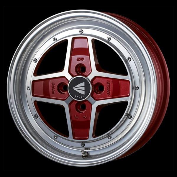 Enkei Japan Apache II - 15x5J - 4x100 - ET: 45 (Machining Red) - JDM-471-550-4945MCR