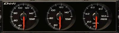 Defi Din Gauge Black Dial - White Illumination - Water/Oil Temp, Oil Pressure-DF14403 - RZCrewGarage