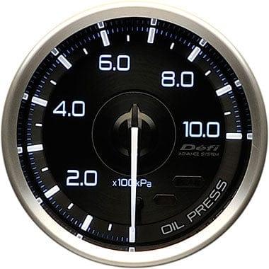 Defi White,Blue Advance A1 Oil Pressure Gauge - 60mm - 10 Bar-DF15001 - RZCrewGarage