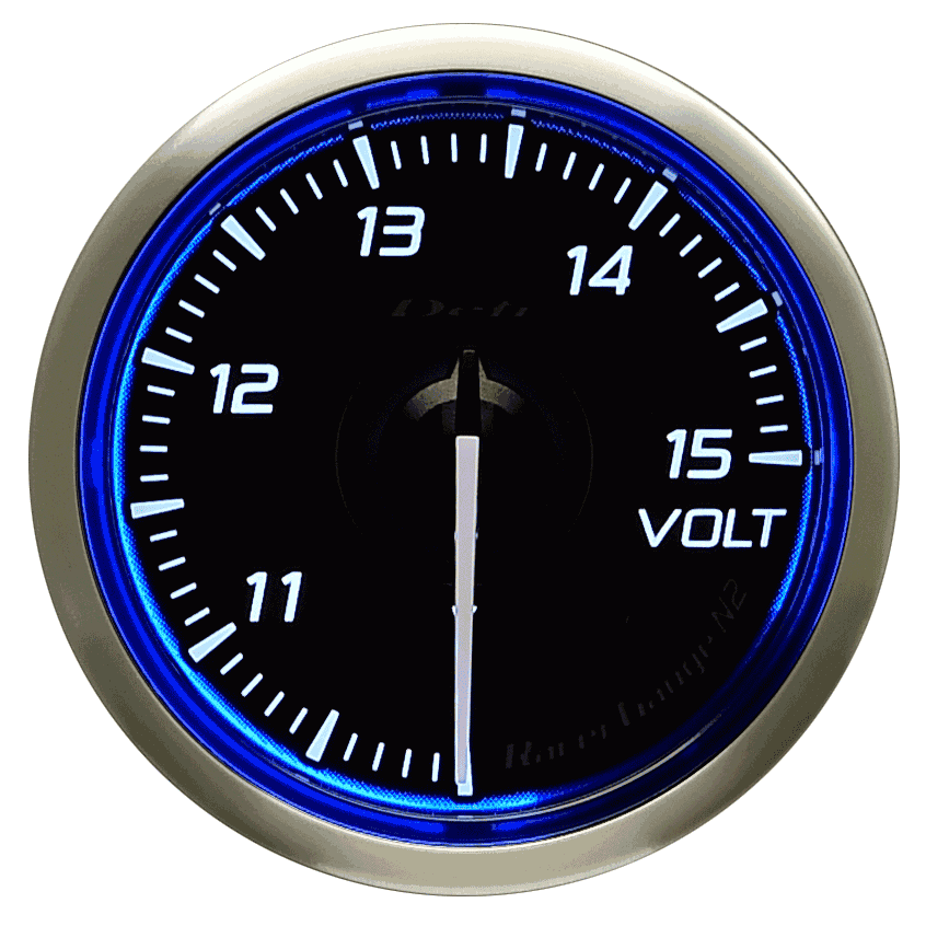 Defi Blue Racer N2 Voltage Gauge - 52mm - 10-15V-DF16501 - RZCrewGarage