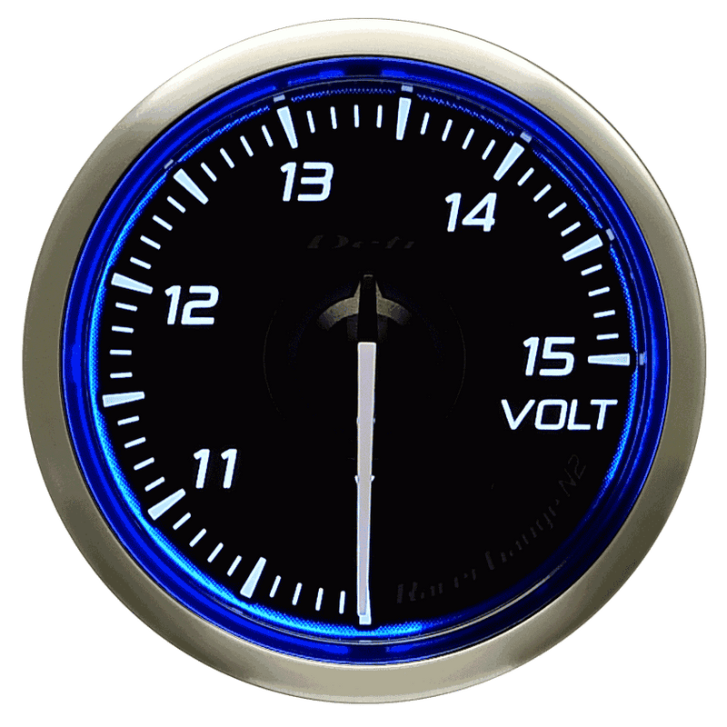 Defi Blue Racer N2 Voltage Gauge - 52mm - 10-15V-DF16501 - RZCrewGarage