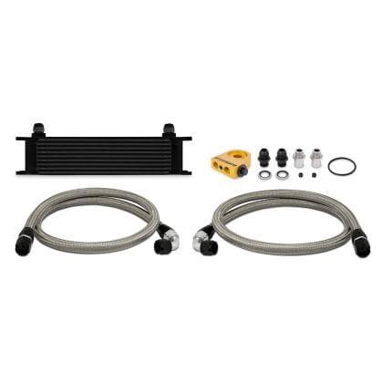 Mishimoto - Universal Thermostatic 10 Row Oil Cooler Kit, Black - Black - Universal - MMOC-UTBK - Rzcrewgarage