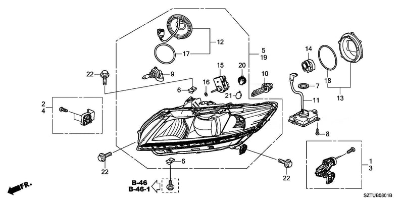 Genuine Honda Parts - Headlight Unit, Right - Honda - CR-Z ZF2 - 33101-SZT-J31 - Rzcrew Garage