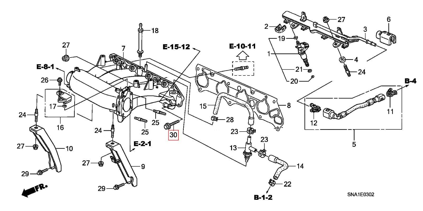 Genuine Honda Parts - Intake Manifold Bolt 8x28 (RRC FD2R) - Honda K20A - 957010802808