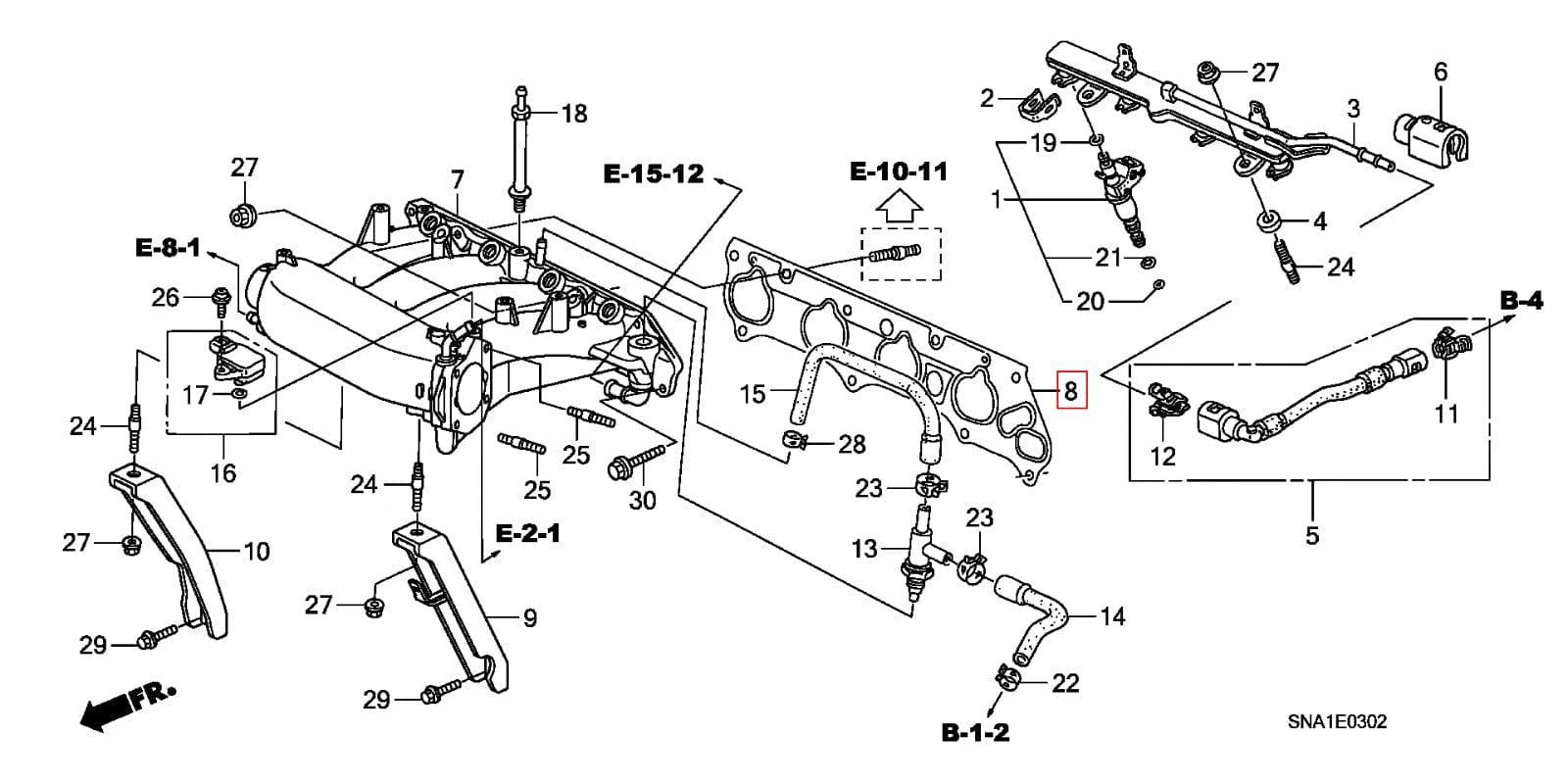 Genuine Honda Parts - Intake Manifold Gasket (RRC FD2R) - Honda K20A - 17105-RAA-A01