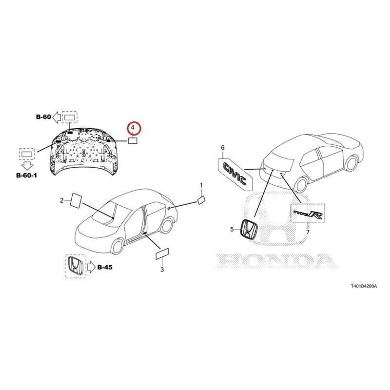 Genuine Honda Parts - label, pop-up hood system warning - Honda - Civic Type R FL5 - 74149-TWD-J00 - Rzcrew Garage