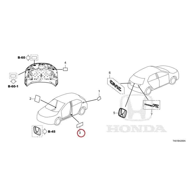Genuine Honda Parts - Label, service information (SP) - Honda - Civic Type R FL5 - 42763-SYY-315 - Rzcrew Garage
