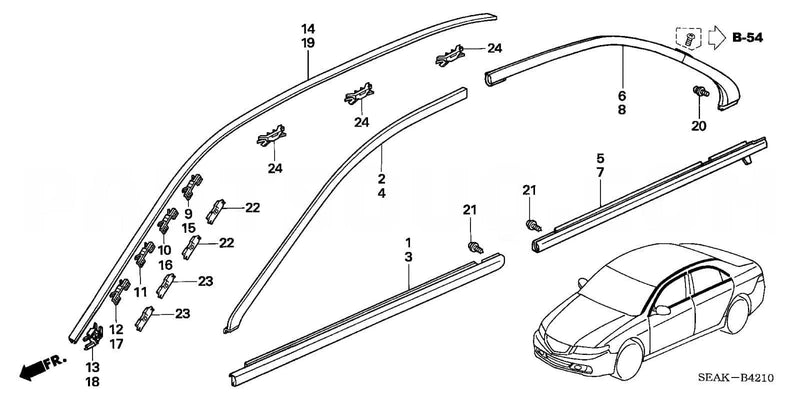Genuine Honda Parts - Molding Assy. R. FR. Door (Black) - Honda - Accord Euro R CL7 - 72410-SEA-J02 - Rzcrew Garage