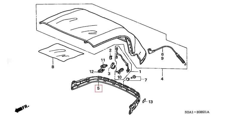 Genuine Honda Parts - Soft top Rain Rail - Honda - S2000 AP1/AP2 - 86314-S2A-003 - Rzcrew Garage