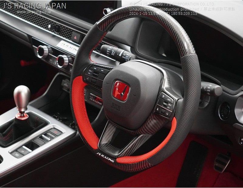 Js Racing - Sports Steering Carbon/Leather with carbon garnish set - Honda Civic Type R FL5 - [variant sku] - RZCrewGarage