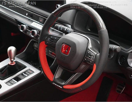 Js Racing - Sports Steering Carbon/Leather with carbon garnish set - Honda Civic Type R FL5 - [variant sku] - RZCrewGarage