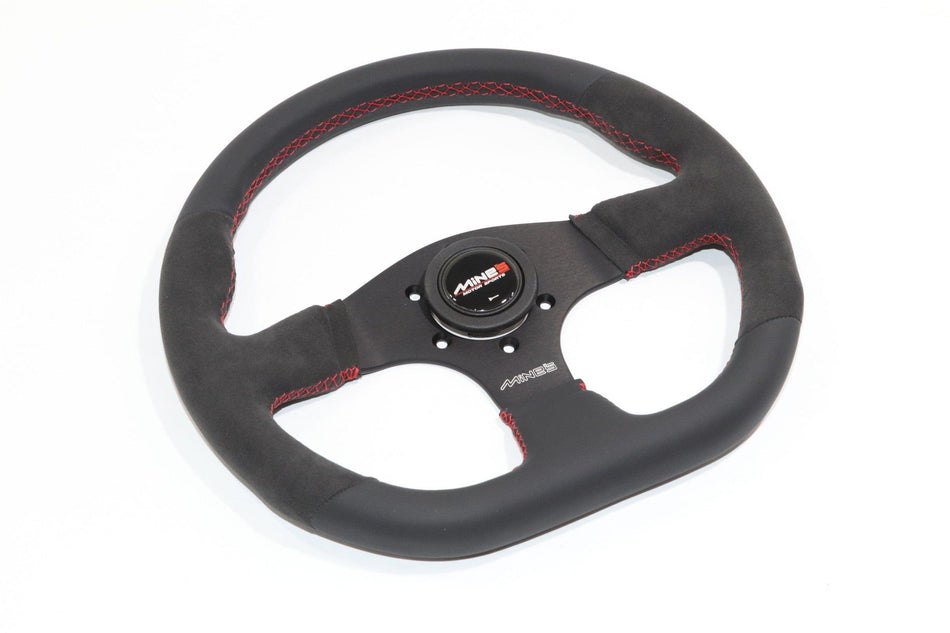 Mine's - D-S Steering Wheels - 3 Spokes Suede,Leather - Flat Dish-262195 - RZCrewGarage