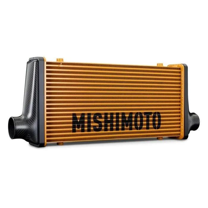 Mishimoto Universal Carbon Fiber Intercooler - Gloss Tanks - 600mm Gold Core - S-Flow - V-Band
