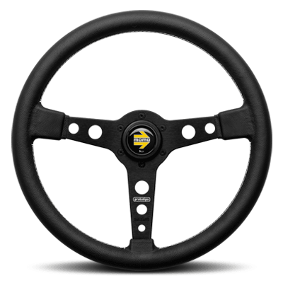 Momo - PROTOTIPO Black 370 Steering Wheels - 3 Spokes Leather - 39mm Dish-P-6 - RZCrewGarage