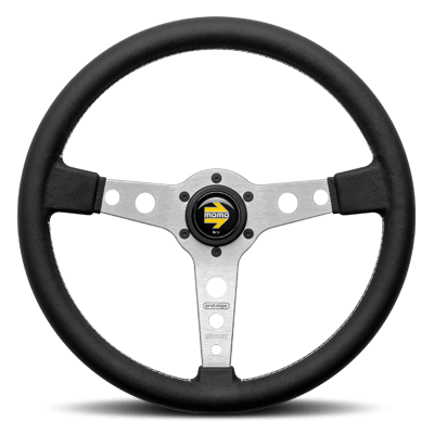 Momo - PROTOTIPO SILVER 370 Steering Wheels - 3 Spokes Leather - 39mm Dish-P-7 - RZCrewGarage