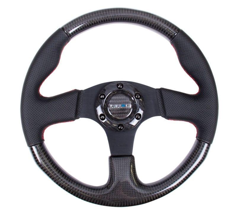 NRG - CARBON FIBER STEERING WHEEL 315mm w/ RED STITCHING Steering Wheels - 3 Spokes Carbon,Leather-ST-310CFRS - RZCrewGarage