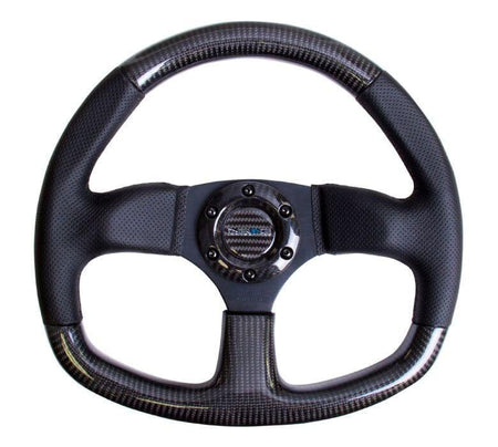 NRG - CARBON FIBER STEERING WHEEL 320mm FLAT BOTTOM w/ Black stitching Steering Wheels - 3 Spokes Carbon,Leather-ST-009CFBS - RZCrewGarage