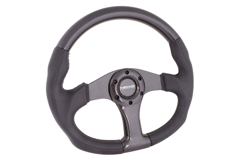 NRG - CARBON FIBER STEERING WHEEL 350MM BLACK CARBON OVAL SHAPE Steering Wheels - 3 Spokes Carbon,Leather-ST-013CFCF - RZCrewGarage