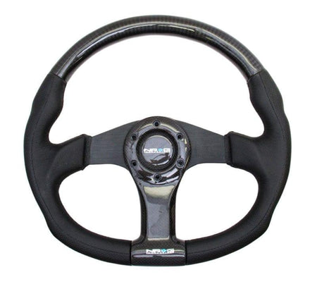 NRG - CARBON FIBER STEERING WHEEL 350mm BLACK OVAL SHAPE Steering Wheels - 3 Spokes Carbon,Leather-ST-013CFBK - RZCrewGarage