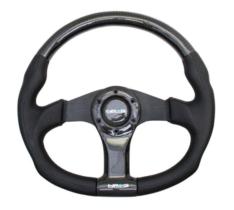 NRG - CARBON FIBER STEERING WHEEL 350mm BLACK OVAL SHAPE Steering Wheels - 3 Spokes Carbon,Leather-ST-013CFBK - RZCrewGarage