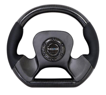 NRG - CARBON FIBER STEERING WHEEL with leather accent 320mm CF CENTER PLATE two tone carbon Steering Wheels - 3 Spokes Carbon-ST-X10CF - RZCrewGarage