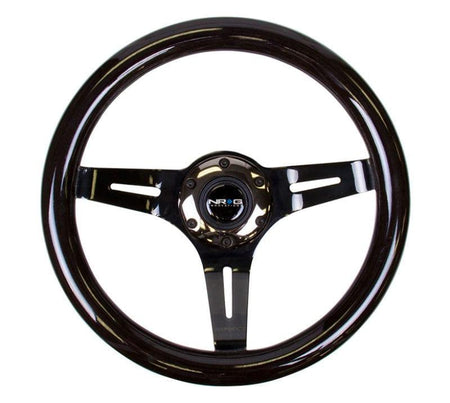 NRG - Classic Black Wood Grain Wheel, 310mm, 3 spoke center in Black Chrome Steering Wheels - 3 Spokes Wood-ST-310BK-BK - RZCrewGarage
