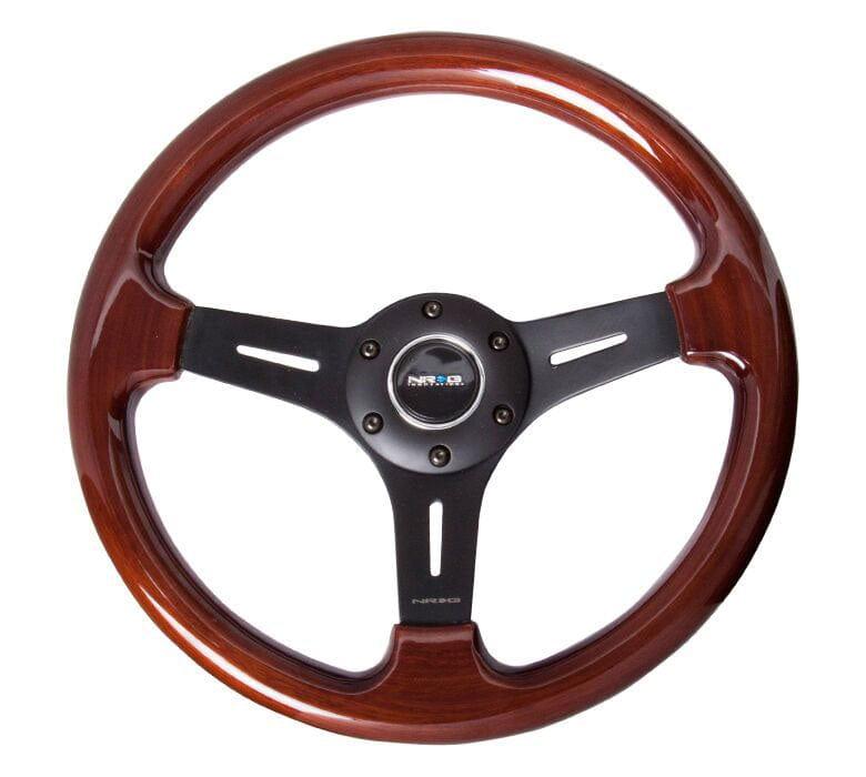 NRG - Classic Wood Grain Wheel, 330mm, 3 spoke center in matte black Steering Wheels - 3 Spokes Wood-ST-015-1BK - RZCrewGarage