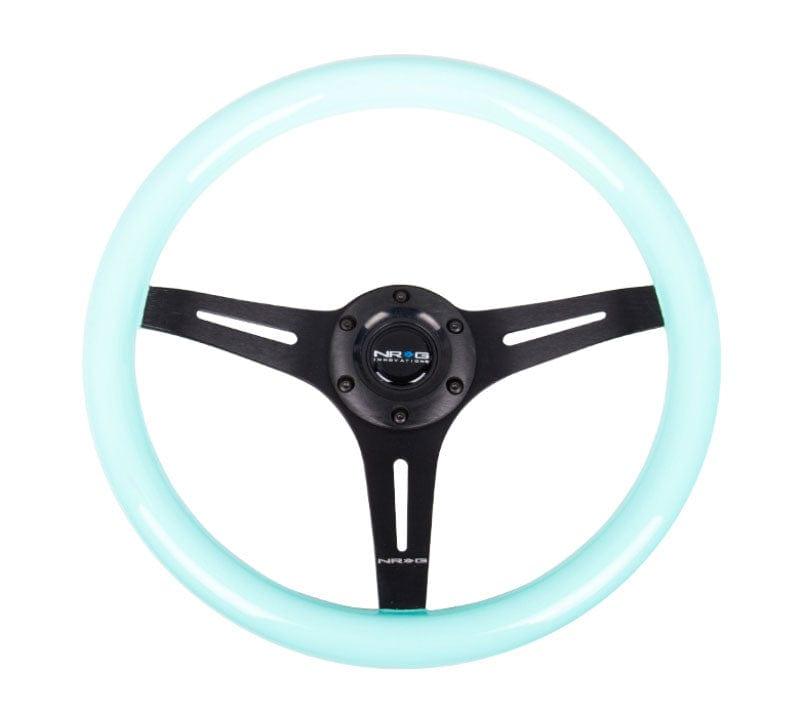 NRG - Classic Wood Grain Wheel, 350mm 3 black spokes-Minty Fresh Color Steering Wheels - 3 Spokes Wood-ST-015BK-MF - RZCrewGarage