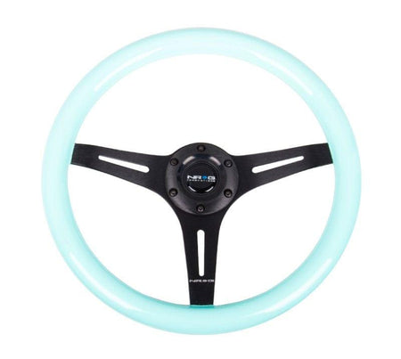 NRG - Classic Wood Grain Wheel, 350mm 3 black spokes-Minty Fresh Color Steering Wheels - 3 Spokes Wood-ST-015BK-MF - RZCrewGarage
