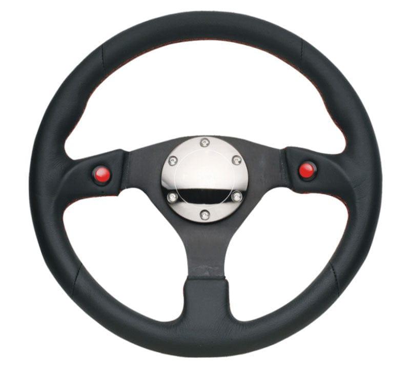 NRG - Reinforced Steering Wheel- 320mm Sport Steering Wheel w/ Dual T Steering Wheels - 3 Spokes Leather-RST-007R - RZCrewGarage