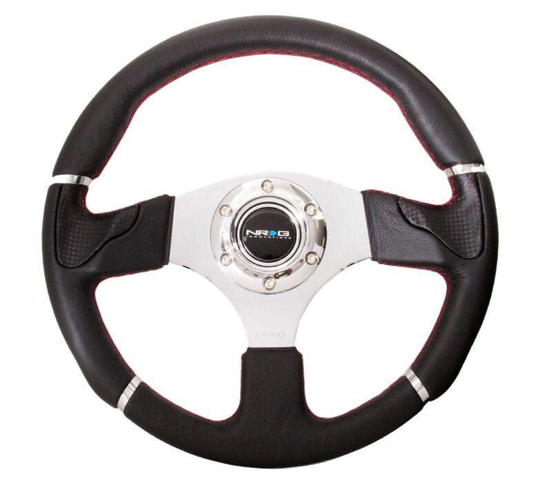 NRG - Reinforced Steering Wheel- 350mm Evo Style Steering Wheels - 3 Spokes Leather-RST-008R - RZCrewGarage